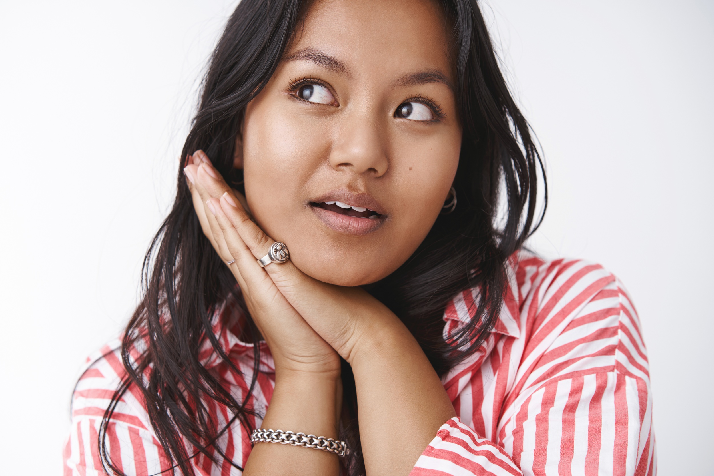 body positive, scars and acne concept. portrait of charming and